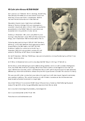 A preview of a PDF biography for Kinross, Colin John